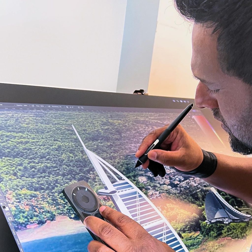 Dubai artist Mulloor uses his trusty 32-inch Wacom Cintiq creative pen display to create his images